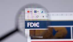 Federal Deposit Insurance Corporation FDIC logo close-up on website page,