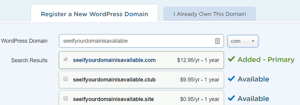 hostgator domain name options