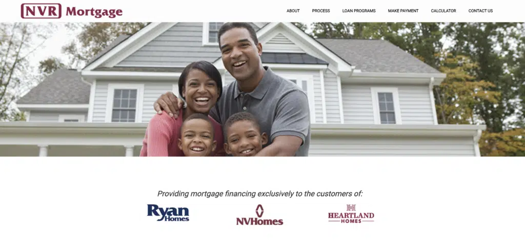 screenshot of NVR Mortgage website