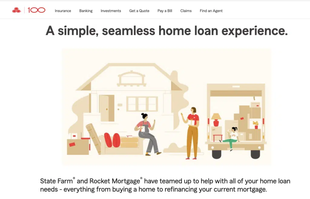 screenshot of State Farm mortgage and Rocket Mortgage online application

