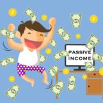 vector graphic of man celebrating making a lot of money through passive income