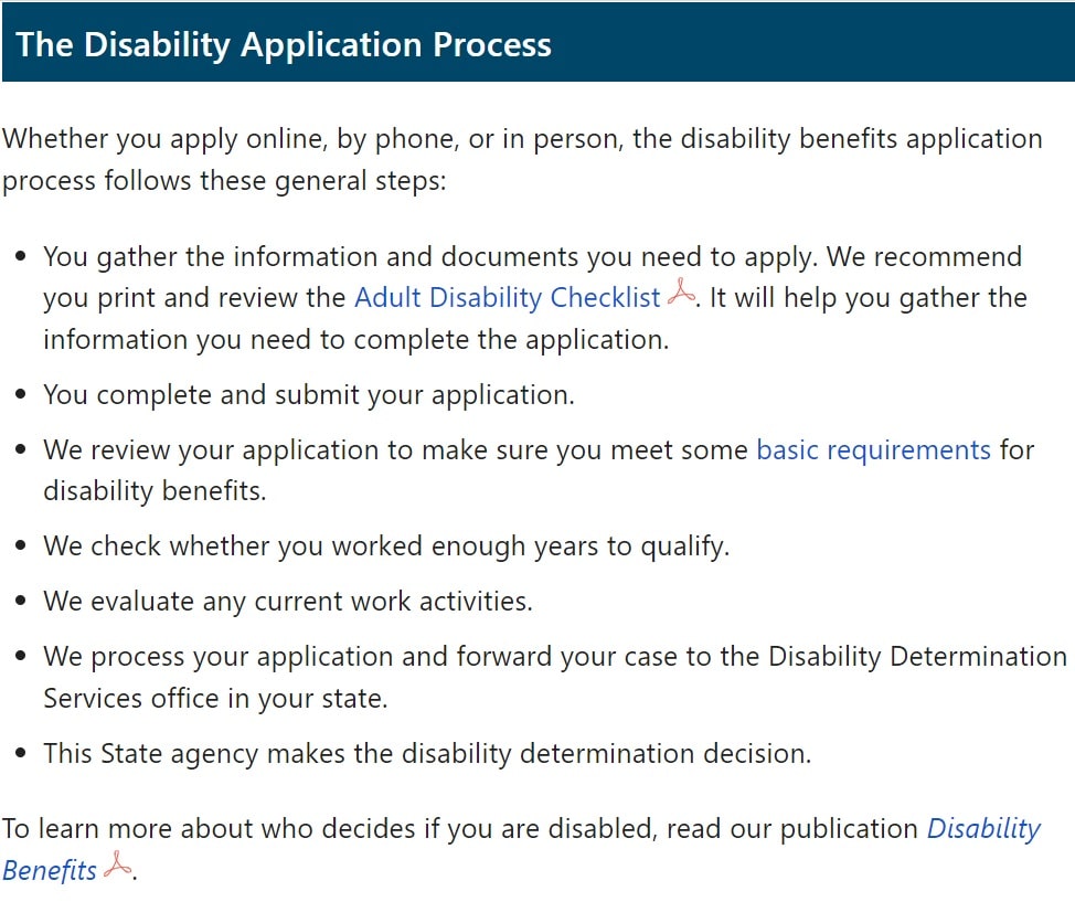 Disability app process