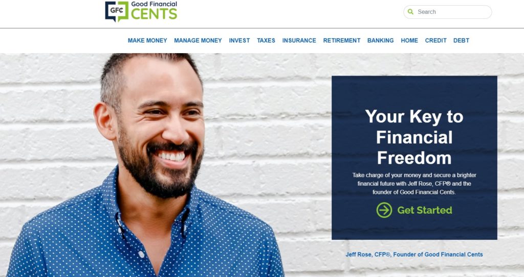 Screenshot of Good Financial Cents website homepage