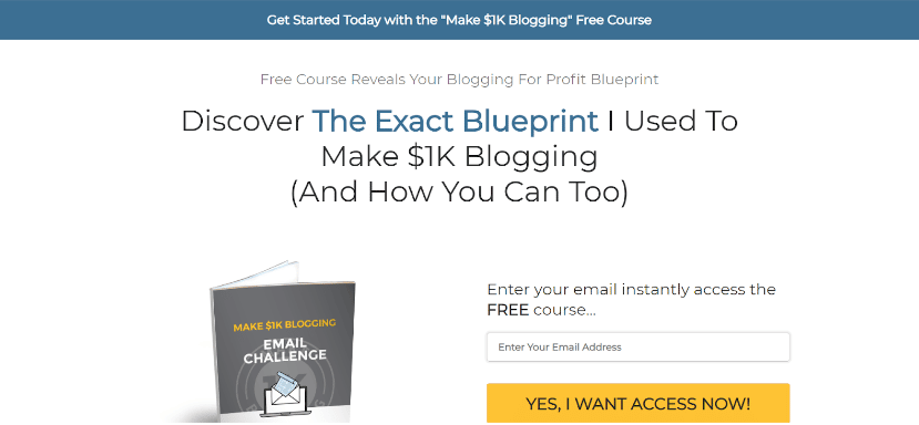 Captura de pantalla del curso de blogs Make $ 1K