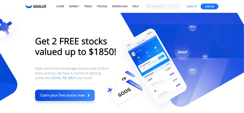 Webull Free Stock Promo Screenshot