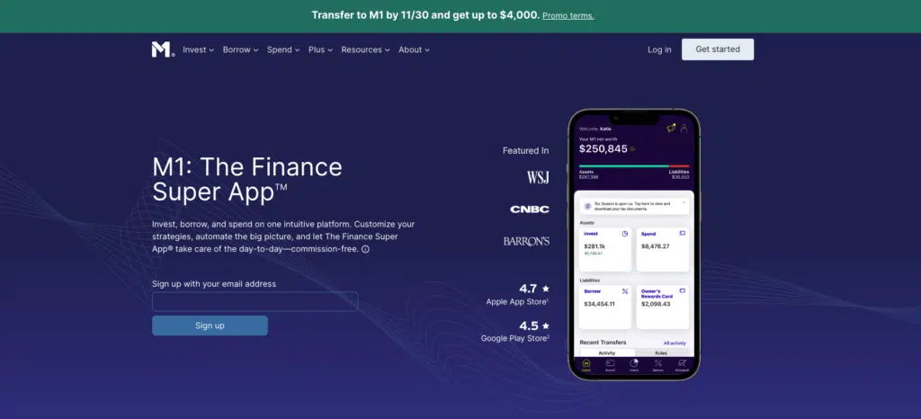 M1 Finance Homepage Screenshot
