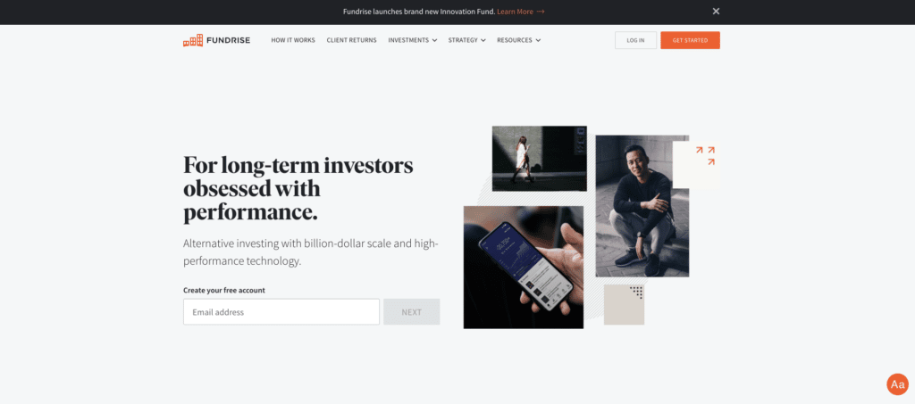fundrise landing page