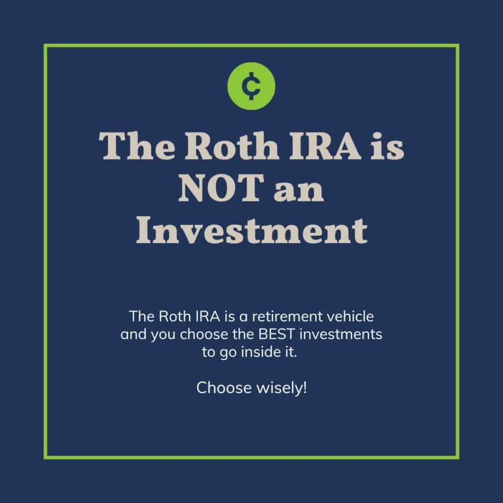 image graphique qui se lit comme suit : Le Roth IRA n'est pas un investissement 