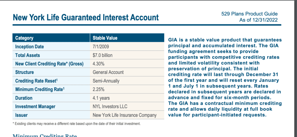 screenshot of Ny life guaranteed interest account