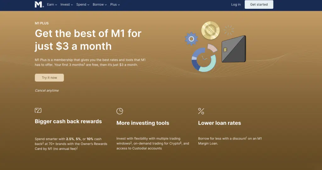 screenshot of M1 Finance plus features