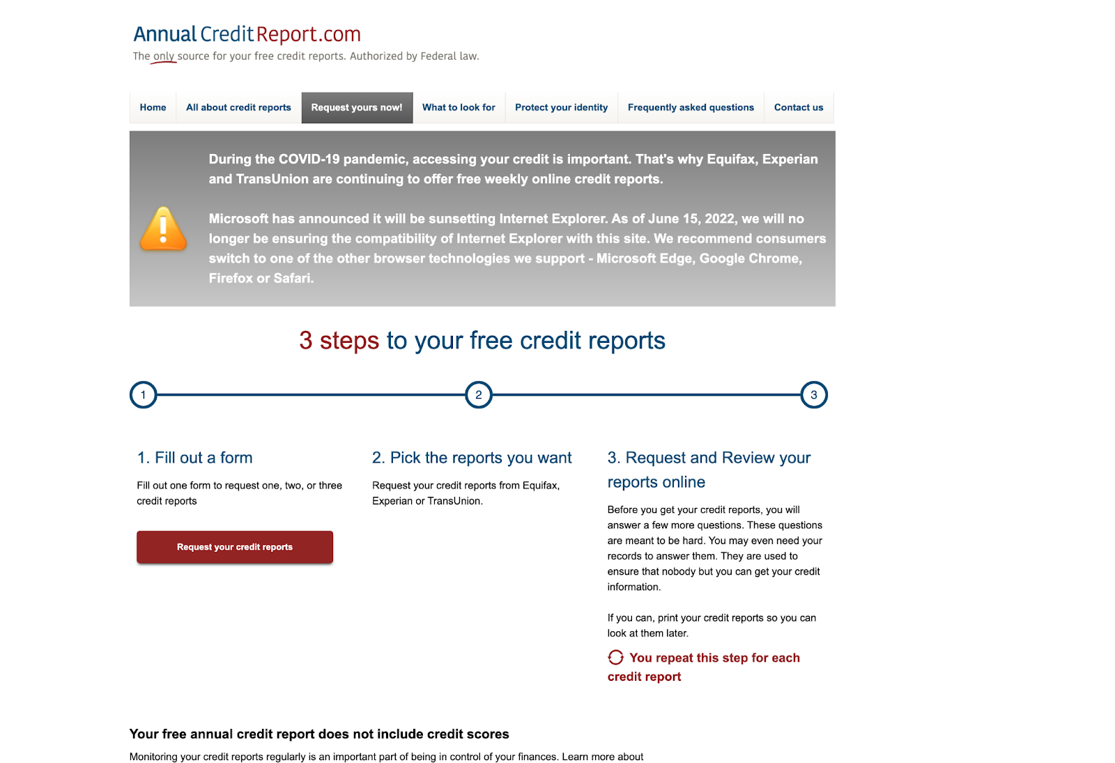 3 steps to get your free credit report on AnnualCreditReport.com